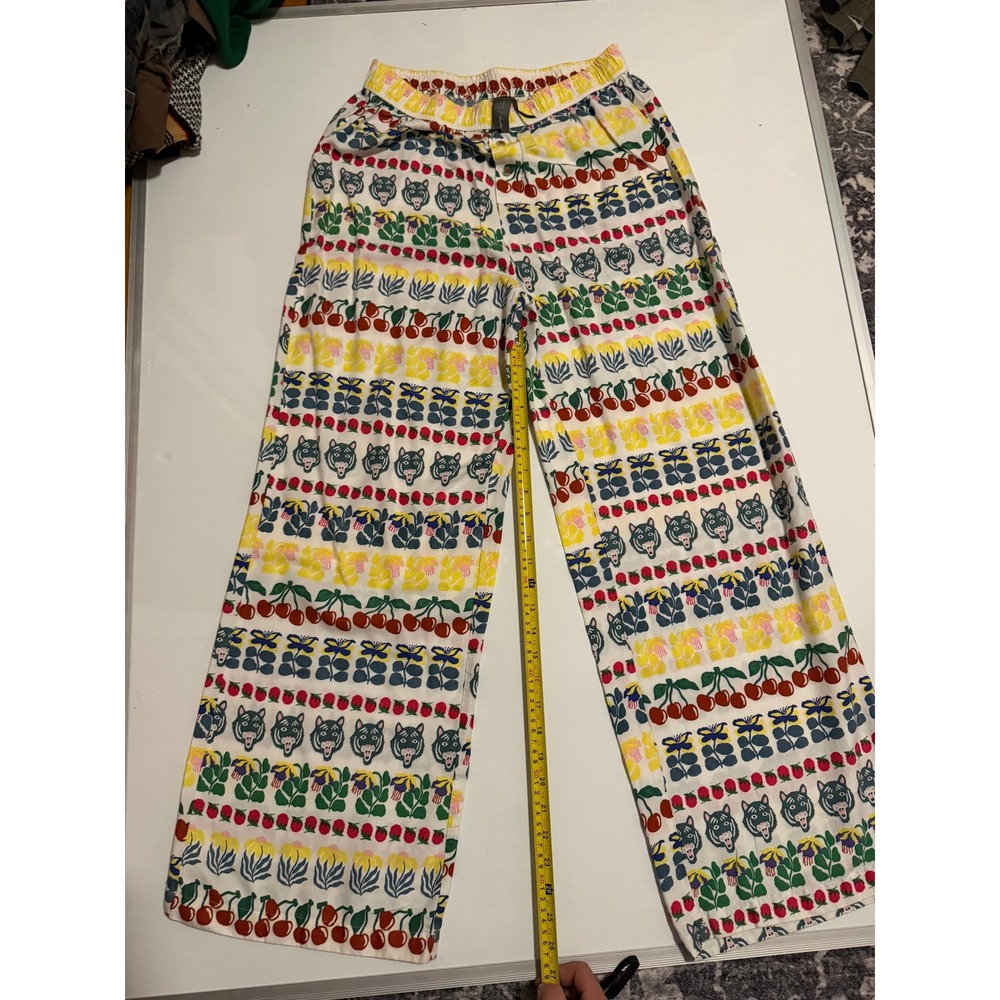 Anthropologie Maeve Wide Leg Pants Multi Color Tiger Cherry Floral Print XL - Picture 4 of 5